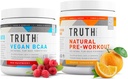 Truth Nutrition Natural Athlete Cvičenie Stack - Natural Preworkout (Orange Tangerine) + Vegan BCAA (Červená Malina)