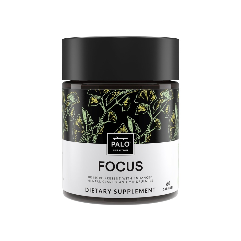 PALO FOCUS Mozog Booster Natural Supplement Nootropic for Memory, Focus, Learning, Reall, Attention and Cognition - Ginkgo Biloba, Bacopa, Gotu Kola, Ashwagandha, Mucuna 60 kapsúl