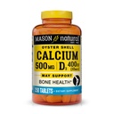 MASON NATURAL Calcium 500 mg (Oyster Shell) s vitamínom D3 na podporu normálnej kostnej a svalovej funkcie, 250 tabliet