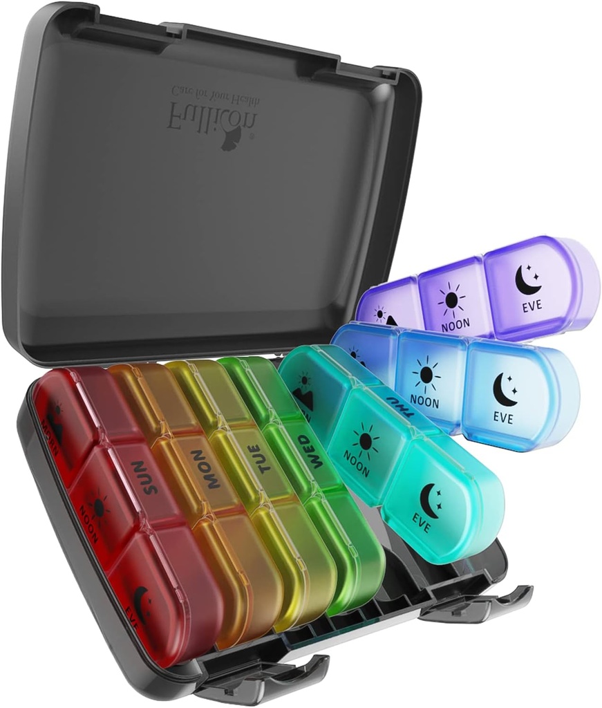 Organizátor pilulky 3 časy denne, Fullicon veľké týždenné pilulky prípad 7 deň, Daily pilulky box s 21 oddeleniami, pilulky dávkovač doplnok držiak pre pilulky / Vitamin / Fish olej - multi-farebné
