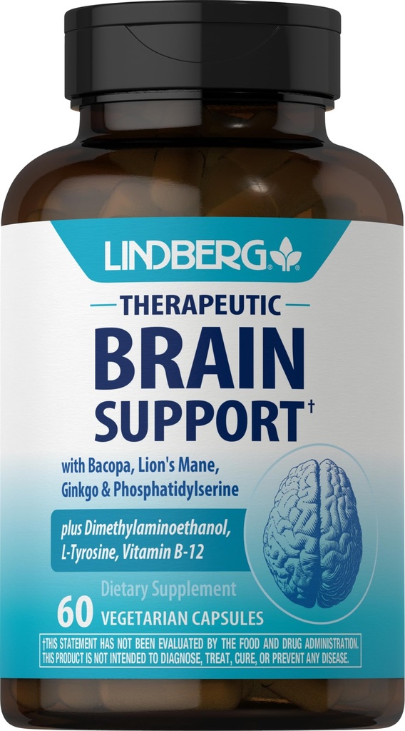 Lindberg Brain Support Supplement for Women and Men 60 Capsules 