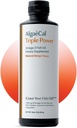 ALGAECAL Triple Power 1200mg EPA & DHA Omega 3 Fish Oil Supplement, Supporting Brain, Heart, Skin & Bones, Liquid Emulsion Mango Taste, Burp-Less, Sugar-free, Made in USA