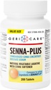 GeriCare Senna Plus Natural Laxative with Stool Solener, Docusate Sodík 50mg, Sennosids 8.6mg, 200 Tablets (Pack of 1)