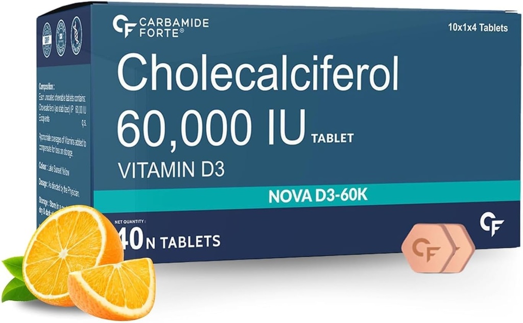 Generický vitamín D3 60000 IU - Žuvateľný cholekalciferol Vitamín D doplnok pre ženy a mužov - 40 tabliet, Nautrál