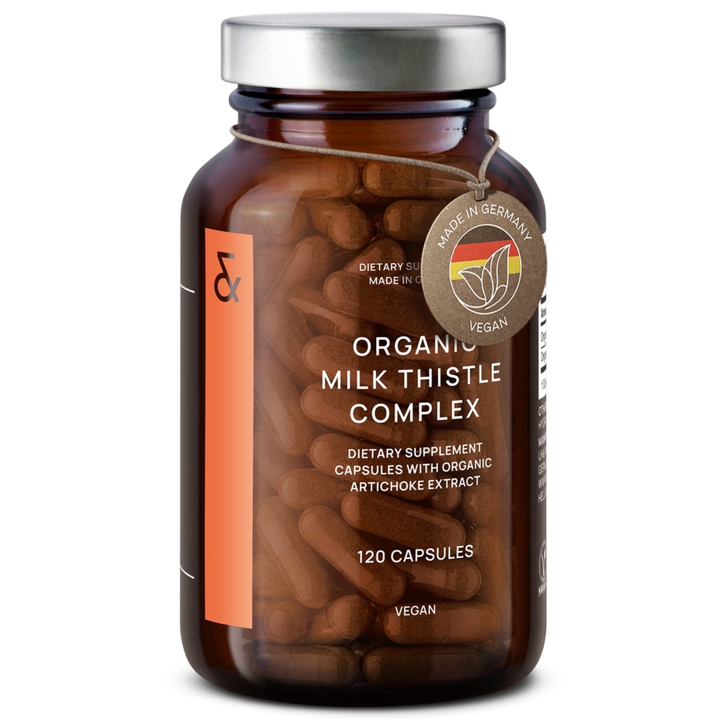 CLAV organické mlieko Thitle & Artichoke extrakt komplex - Rich in Silymarin & bitters - Pečeň podpora + Detox doplnok - 120 kapsule (60 dní dodávky) - Vegan - Made in Germany