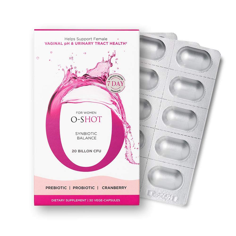 O-Shot (r Vegan Vaginal Probiotic + Prebiotic for Women, Cranberry Extract, Chabita Root, Vaginal pH, Urinary Tract, Digestion, Bloating, Non Dairy, Non GMO, Gluten Free, 30 Vege-Capsules