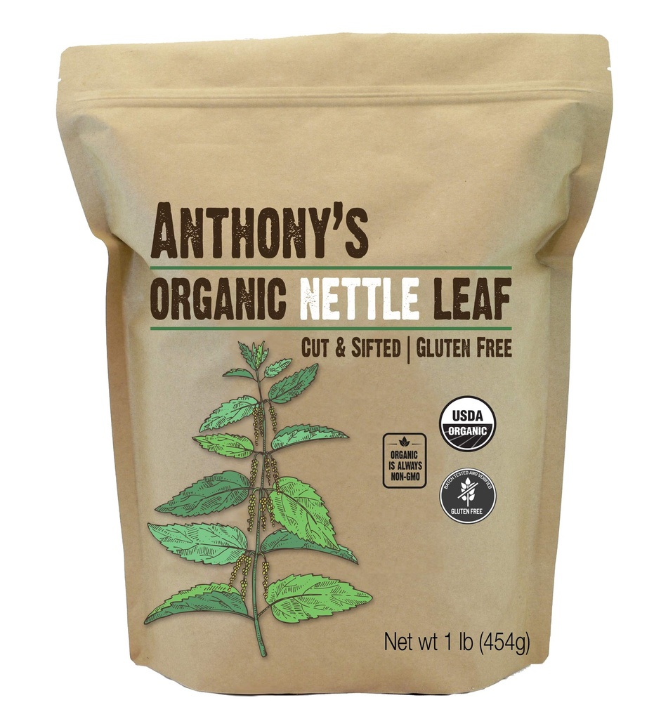 Anthony's Organic Nettle Leaf, 1 lb, Gluten Free, Non GMO, Cut & Sifted, Non Ir vyžarované, Keto Friendly