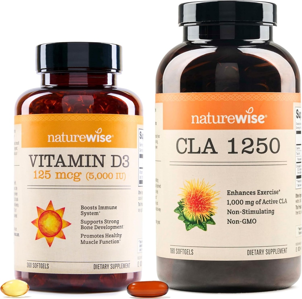 NatureWise vitamín D3 5000iu (125 μg) 1 rok dodávky CLA 1250 Prírodné cvičenie príslušenstvo