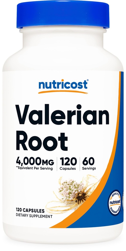 Nutricost Valerian Root Capsulas (1000mg per Serving) 120 Kapsule - 4,000mg Ekvivalent per Serving (4:1 extrakt), Vegetariánske Caps, Gluten Free, Non-GMO