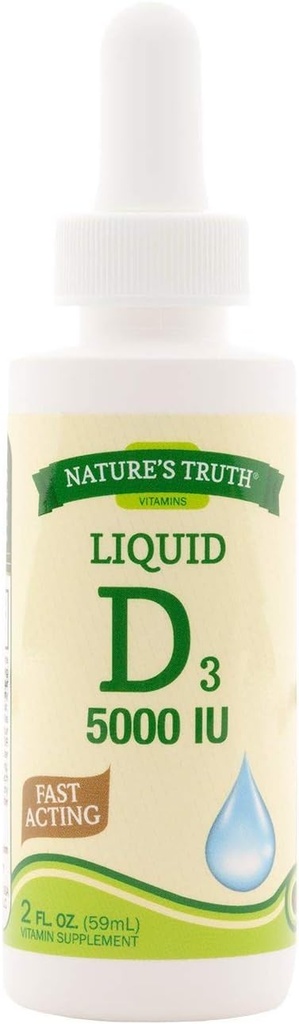 Prírodná pravda D3 5000 IU rýchlo pôsobiaci vitamín doplnok Tekutá - 2 oz, balenie po 5