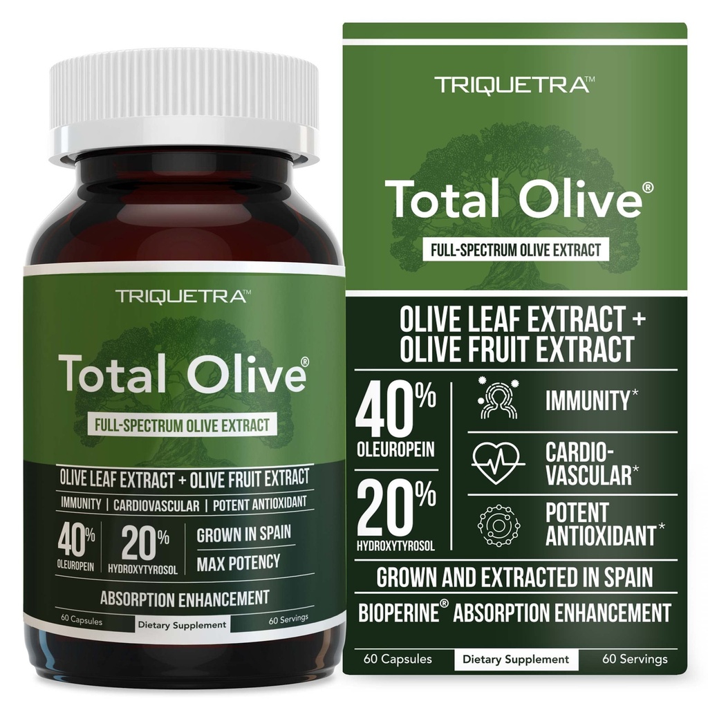 Total Olive® - Olive Leaf Extract (40% Oleuropein) Plus Olive Fruit Extract (20% Hydroxytyrosol) 