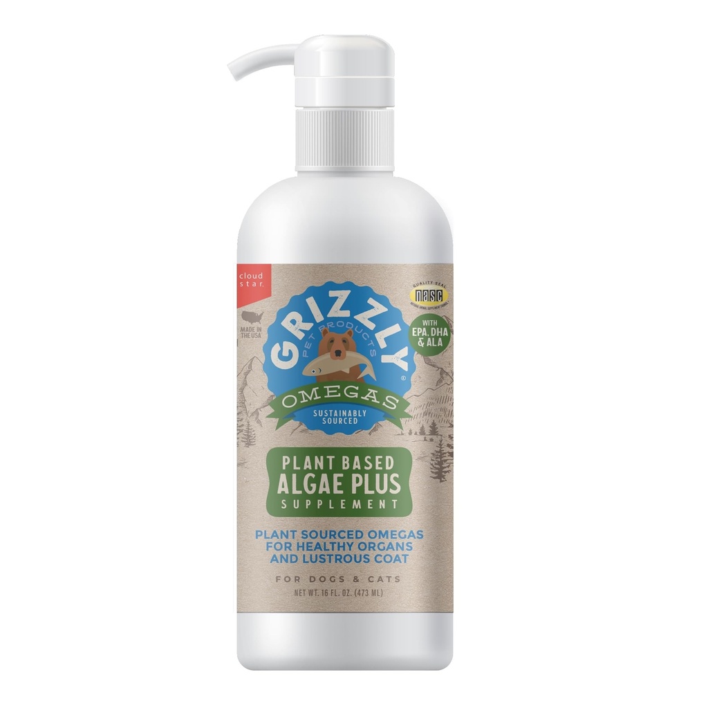 Grizzly Pet ProductsAlgal Plus Omega 3-6-9 potravinové doplnky pre psy a mačky, 16 Ounce fľaša