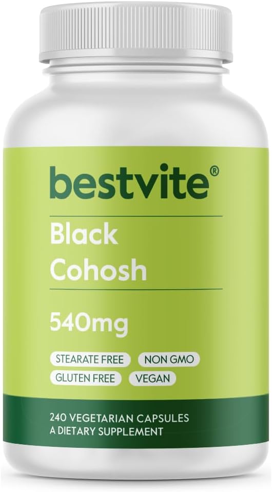 BESTVITE Black Cohosh 540mg (240 Vegetariánske kapsuly) - No Stearates - No Fillers - Vegan - Non GMO - Gluten Free