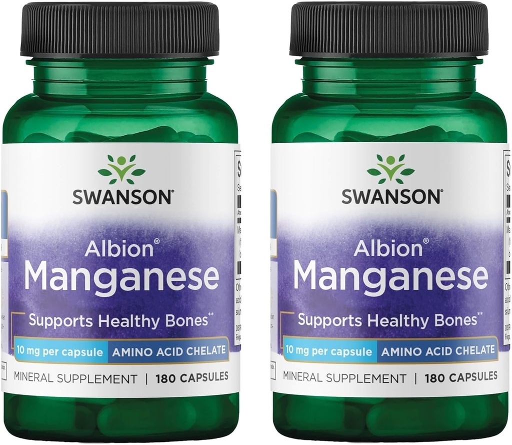 Swanson Albion Pozostalý mangán 10 Milligrams 180 Kapsule (2 balenia)