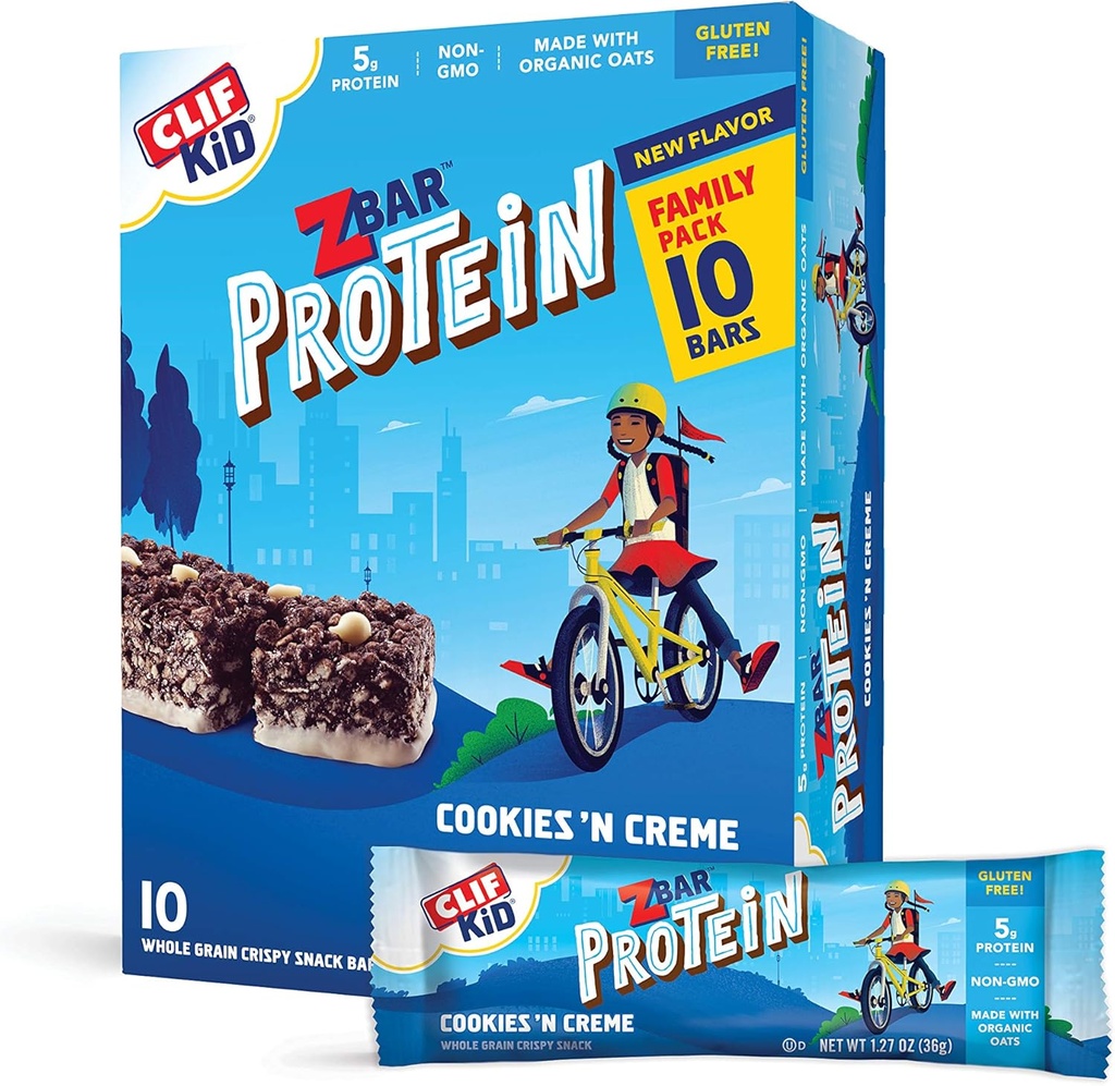 CLIF KID ZBAR - Proteínové Granola Bary - Cookies and Creme Flavor - Non-GMO - Organic - Lunch Box Snacks (1,27 Ounce Energy Bars, 10 gróf)