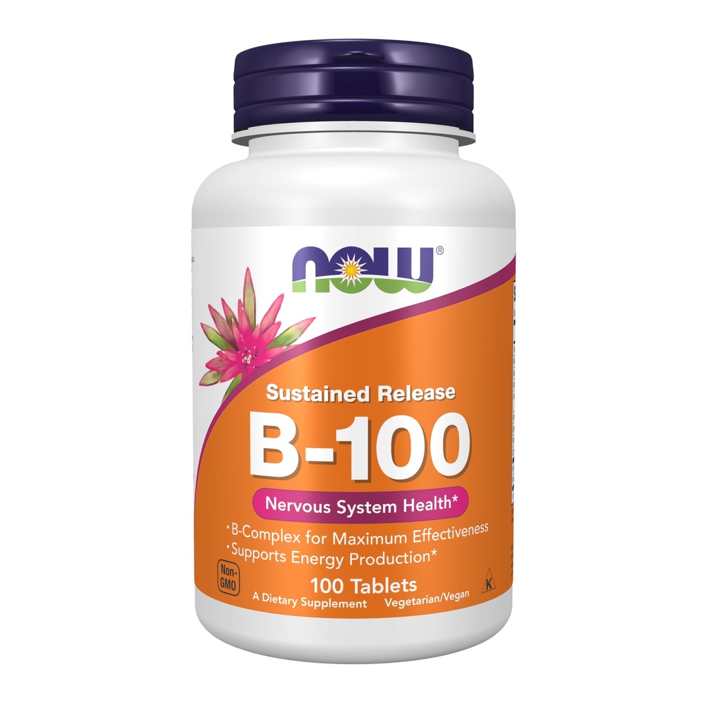 TERAZ potravinové doplnky, vitamín B-100, udržateľné uvoľňovanie, výroba energie*, zdravie nervového systému*, 100 tabliet