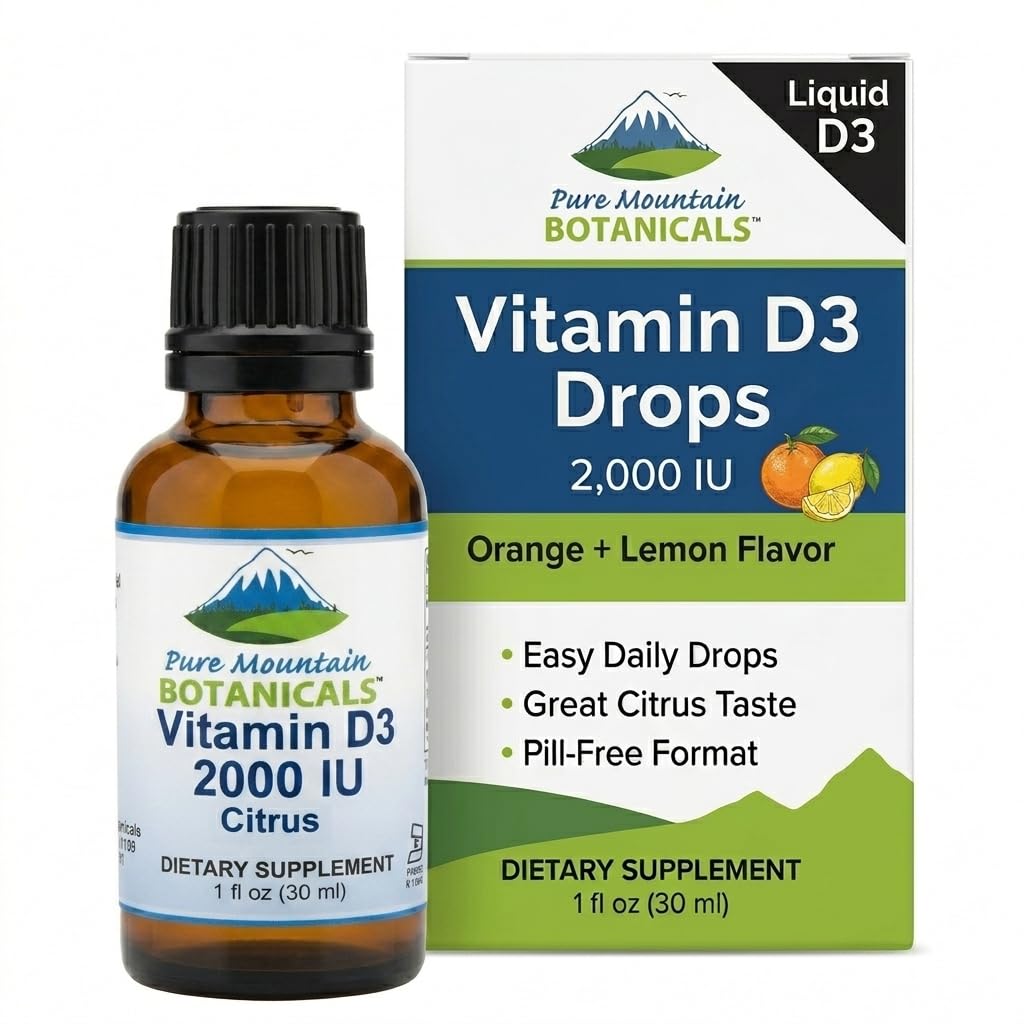 Pure Mountain Botanicals Ochutený vitamín D kvapky 