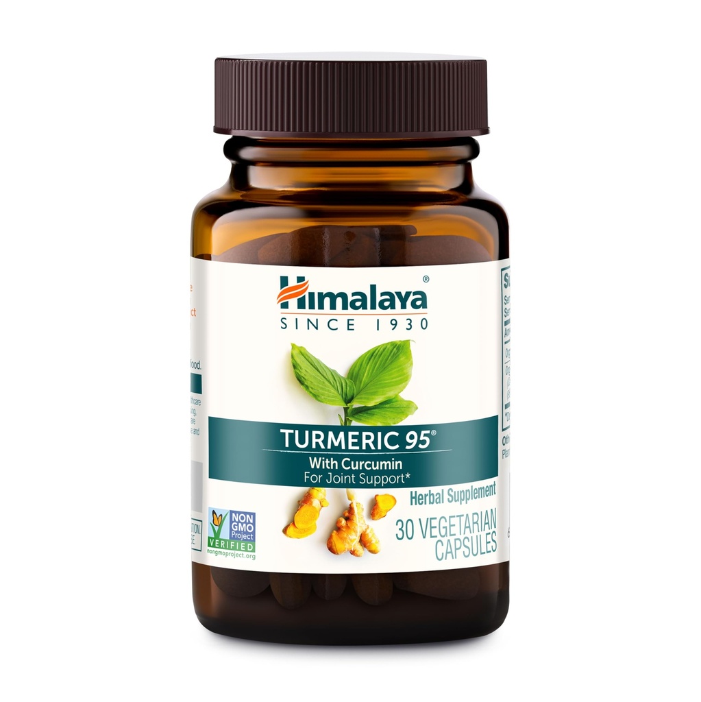 Himalája Turmerica 95 Supplement with Curcumin/Curcuminoids, Joint and Muscle Support, Optimum Flexibility and Mobility, 600 mg, Non-GMO, Vegan, Gluten Free, 60 Kapsule, 60 dní
