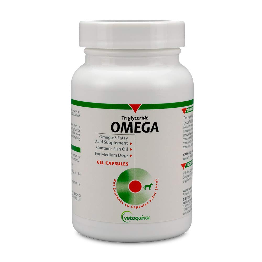 Vetochinol Triglycerid Omega Dog Supplement Kapsule, stredné- Plemeno: 30-60 lbs, 60ct