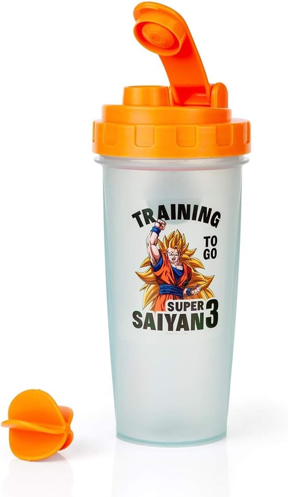 Dragon Ball Z Super Saiyan Goku Gym shaker fľašu - 20- unca BPA-free plastová Blender fľaša s Whisk guľou - proteín Shake, náhrada jedla, smoothie Mixer - Gym cvičenie príslušenstvo - Ideálne DBZ darčeky