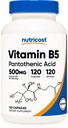 Nutricost Kyselina pantoténová (vitamín B5) 500 mg, 120 kapsúl