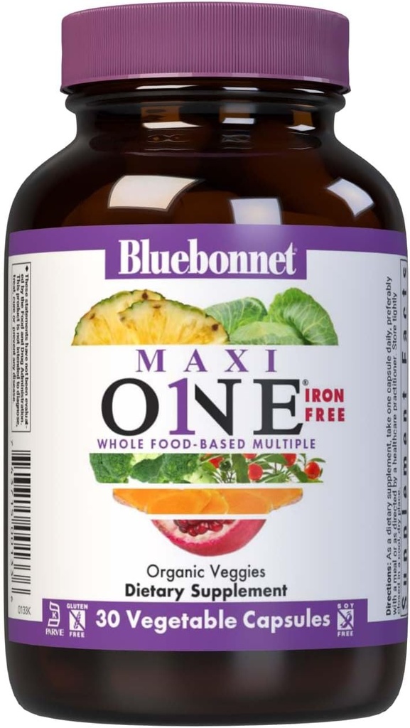 Bluebonnet Nutrition Maxi One Whole Food Multiple, Enzymes, Energy, Vitality, Gluten, Košer, Soy & Dairy-free, Vegetarian Friendly, Non-GMO, 30 Count