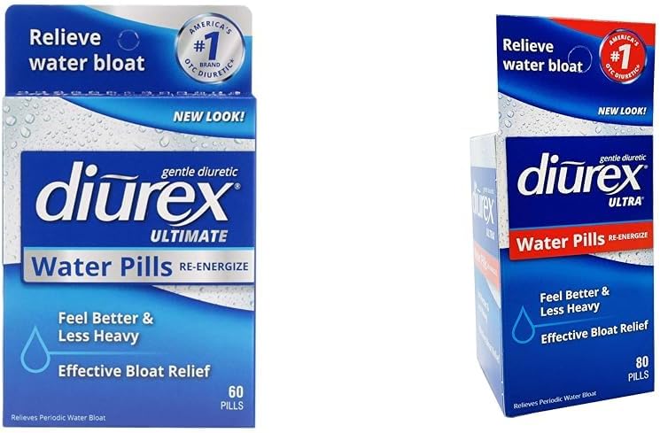Diurex Ultimate 60 Počet & Ultra 80 Počet vodné pilulky Bundle - Maximálna sila Diuretiká pre rýchle Bloat úľava
