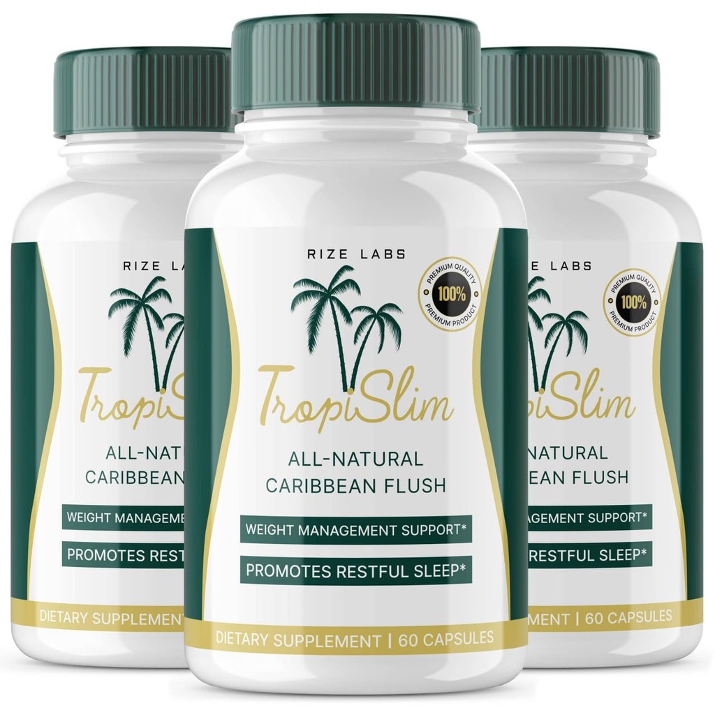(Úradný vestník 3 balenie) Tropislim, Tropislim All Natural Caribbean Flush, chudnutie Supplement, Tropislim Sliming Kapsule pre ženy, zdravý životný štýl + Leaner Physique, Tropical Recenzia (180 Kapsule)