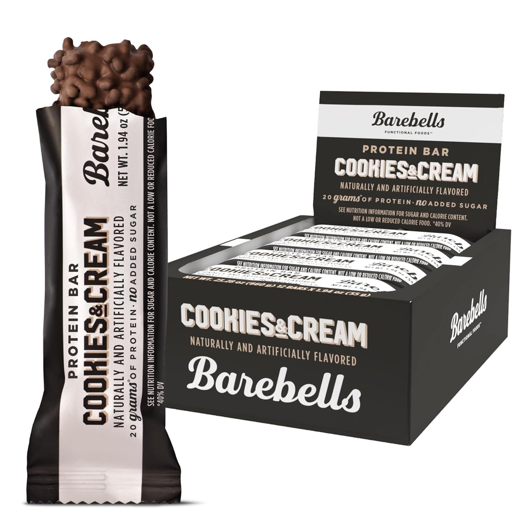 Barebells Proteínové tyčinky Cookies & Cream - 12 g High Protein Treats - Chocolate Nutrition Bar with 1g Total Sugars - On-The-Go Breakfast or Post-Workout Snack