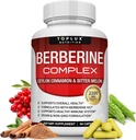 Toplux Berberine so škoricou a horkým Melonom 2100mg - Vysoká čistota 97% HCL Berberine Supplement, podporuje celkový zdravotný a imunitný systém, non-GMO Vegan 90 Kapsule