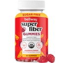 Bellway Super Fiber Gummies pre dospelých - Bezcukrové organické Fiber Supplement Gummies s 4g Fiber per Serving - Prebiotické Cabitaty Root Fiber pre Tráviace Gut zdravie, Malinová citrón, 60 Počet