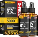 (2 balenia) - Tekutý B12 sprej 5000 mcg - Vitamín B12 Sublingválny - Vegánsky B12 vitamínový sprej - metylkobalamín Vitamín B12 Tekuté Boosts Energy & Mood - bez lepidla a bez GMO
