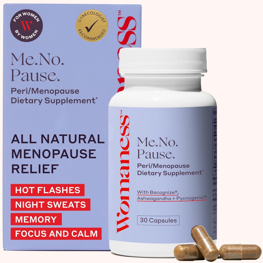 Ženská Menopauza Doplnky pre ženy - Perimenopauza a menopauza Úľava od horúcich rias, nočné potenie, vaginálna sucháta, podpora mozgu, hmla a nálady - Hormone a bez estrogénu - 30 kapsúl