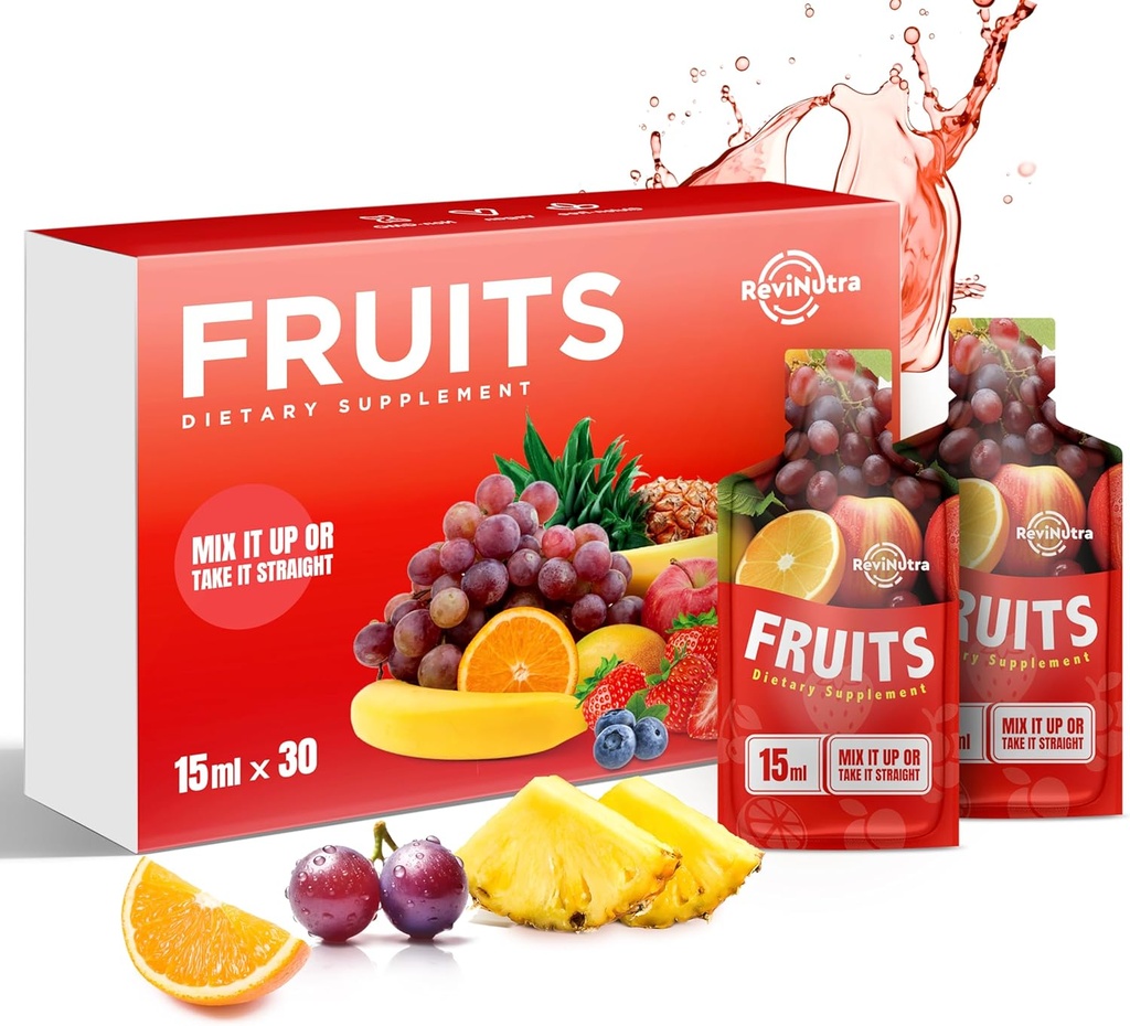 Super ovocná tekutá šťava - 30 Pouches Superfoods ovocie doplnok pre ženy, mužov a deti - Podpora energie, odolnosť, trávenie a metabolizmus - Vegan, 30 dní
