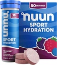Nuun Sport Electrolyte tablety s horčíkom, vápnikom, draslíkom, chloridom a sodíkom, bezlepkom a vegánom, tri-Berry, 8 balení (80 dávok celkom)