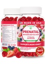 Lunakai USA Vyrobené prenatálne vitamíny so železom a kyselinou listovou - lahodné tehotenstvo Multivitamínové Gummy pre ženy, 60 grófov