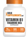 BulkSupplementments.com Tiamín HCl Kapsule - tiamín hydrochlorid, vitamín B1 doplnky - bez lepku, 1 kapsula na porciu, 500 Počet (Pack of 1)