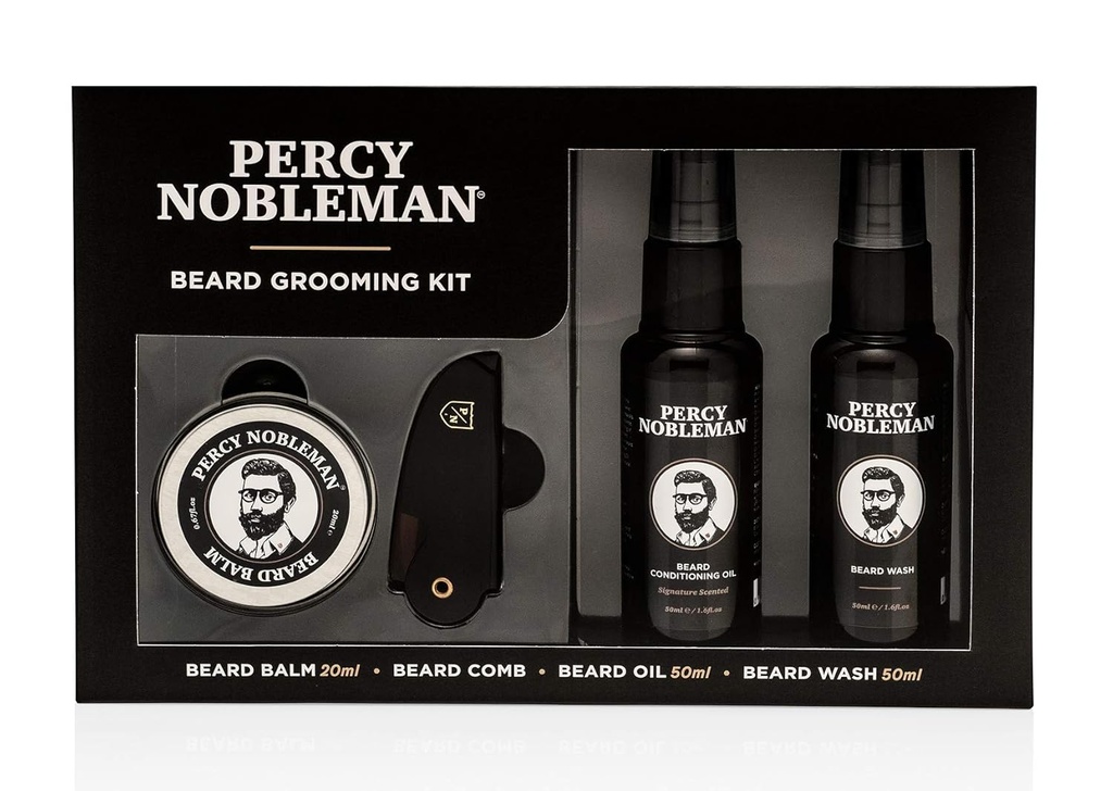 Percy Nobleman Beard Grooming Kit - Podpis Vôňa Beard Oil 50ml, Wash 50ml, Balm 20ml & Comb