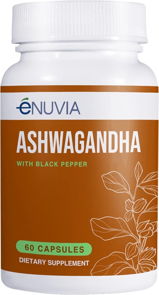 Ashwagandha Supplement - Prírodná úľava a podpora vytrvalosti pomôcť zmierniť napätie 60 Kapsule Pure Root s Black Pepper extrakt pre zvýšenú absorpciu Vegan, Made in the USA