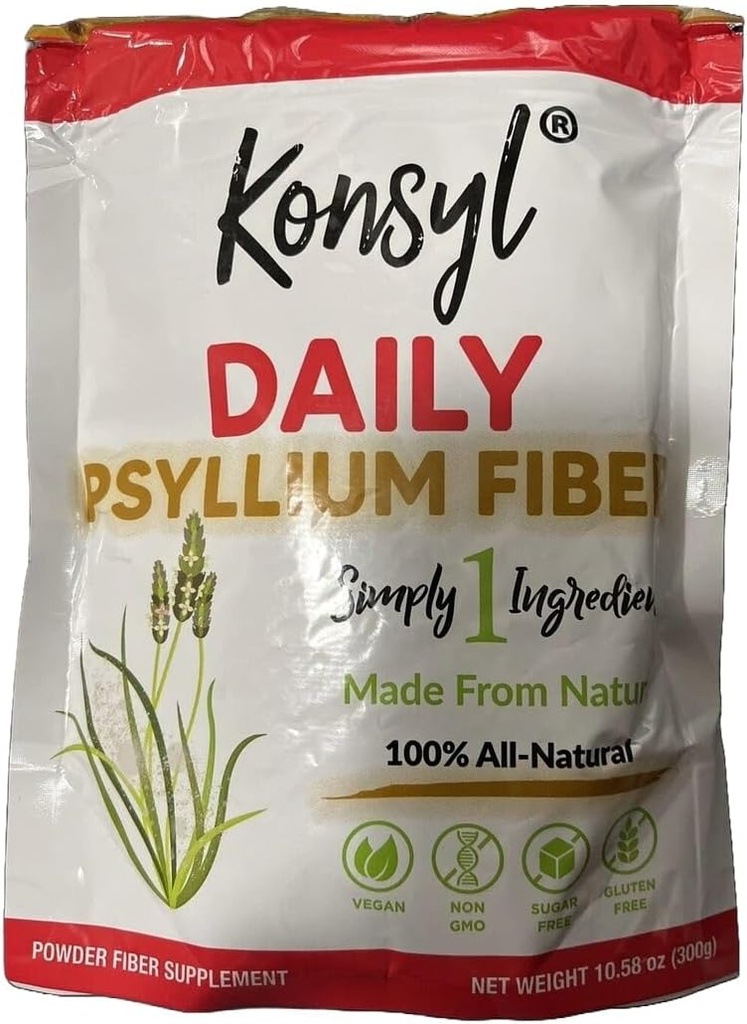 Konsyl Daily Psyllium Fiber - Non-GMO, Vegan, Keto-Friendly, Fiber Supplement Powder - podporuje tráviace zdravie - 300g / 10.58 oz (Pack of 01)