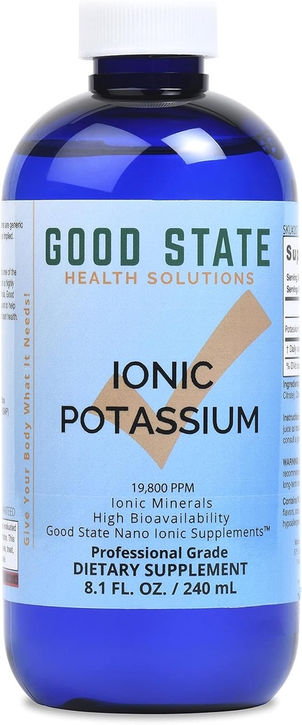 Kvapalný jónický draslík v dobrom stave (48 porcií pri 99 mg elementárneho, plus 2 mg kyseliny fulvovej - 8 fl oz)