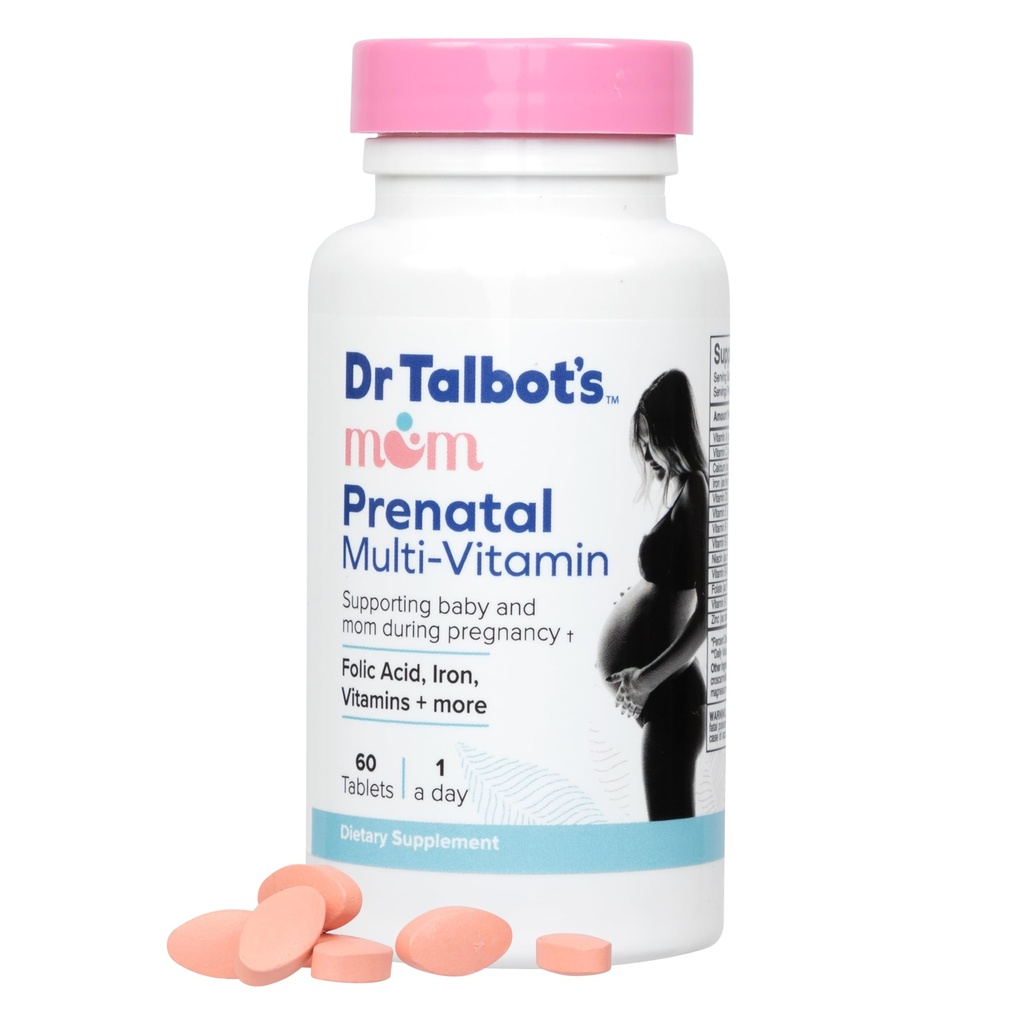 Dr. Talbotova mama prenatálne multivitamínové denné doplnky - kyselina listová, železo, vitamíny a viac - 60 tabliet