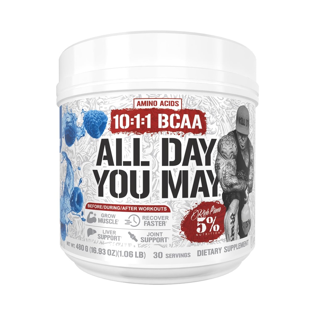 5% Nutrition Rich Piana AllDayYouMay BCAA Powder 
