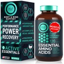 Essential Amino Acides Supplement - All 9 EAAs with BCAAs Amino Acides (Leucín, Lyzín, Valín, Treonín) - 3000mg Per Serving - svalový rast, Power, Recovery - 120 Vegan, Kofeín Bez kapsúl
