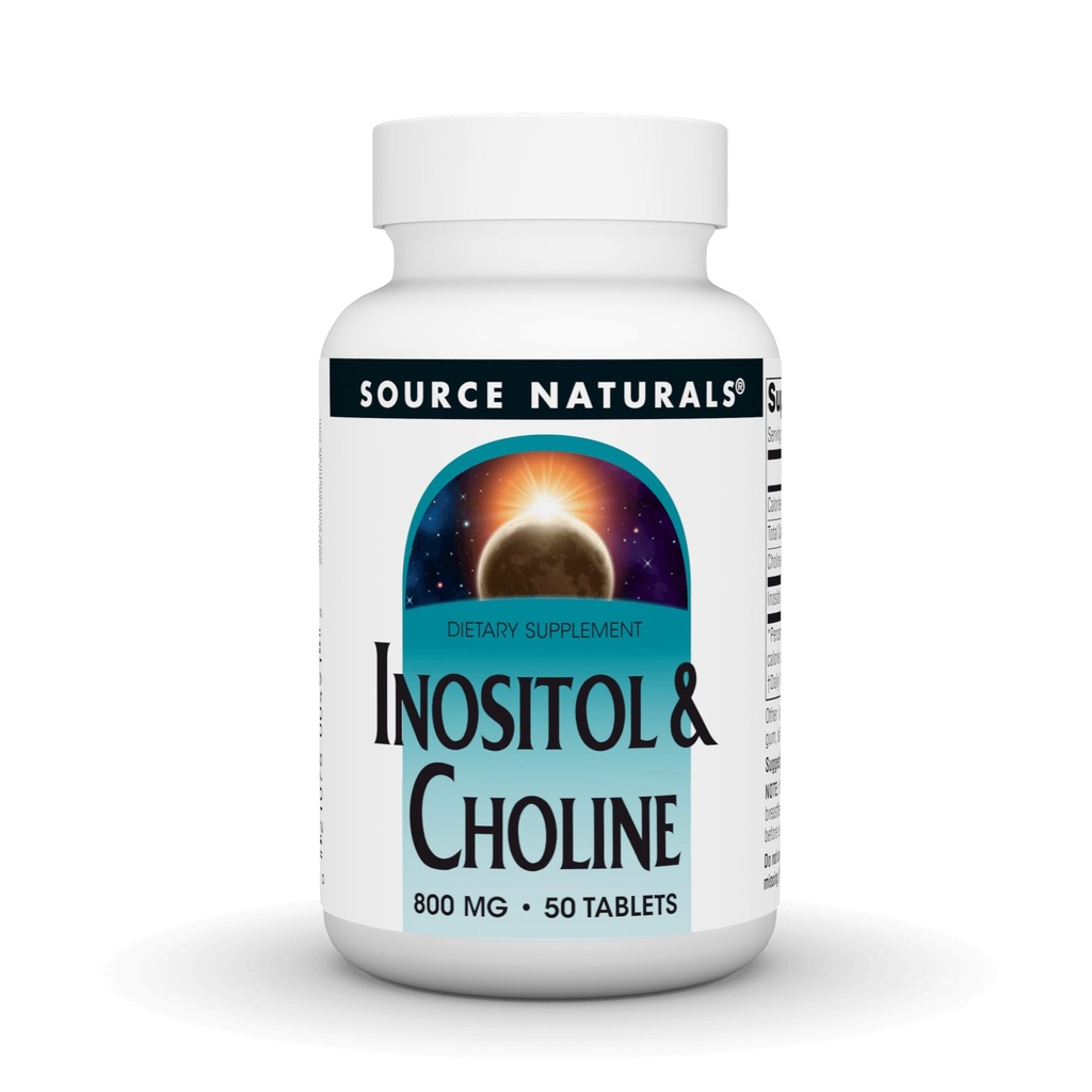 Zdroj Naturals Inozitol & Cholín 800 mg podporuje zdravý Nerve Funkcia - 50 tabliet