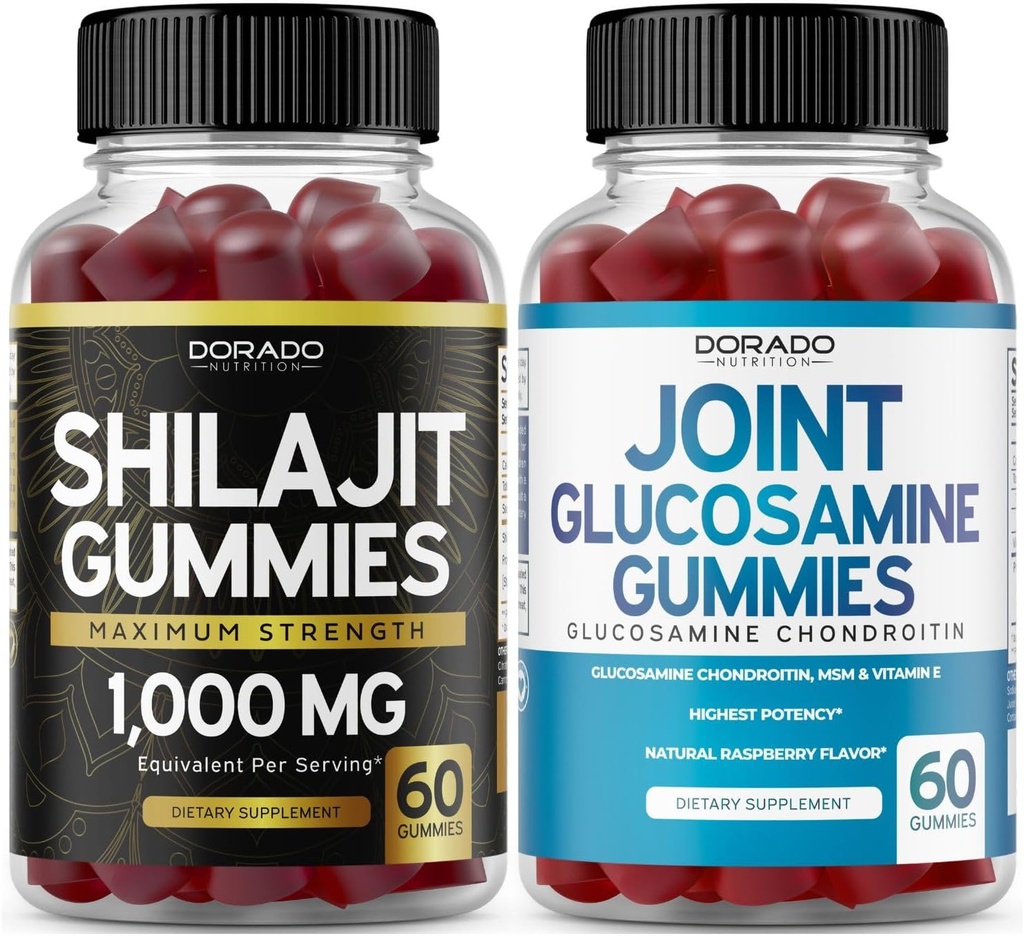 DORADO NUTRITION Šilajit Gummy pre mužov a ženy (60 Gummy) a glukozamín Chondroitín (60 počet)