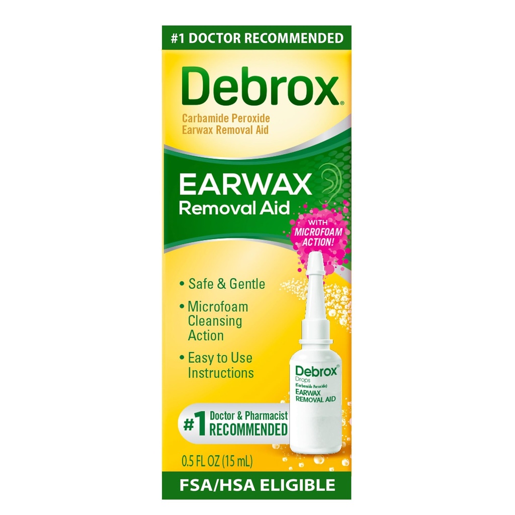 Debrox Ušné voskové kvapky odstránenie, jemný mikropenový odstraňovač uší, 0,5 Fl Oz