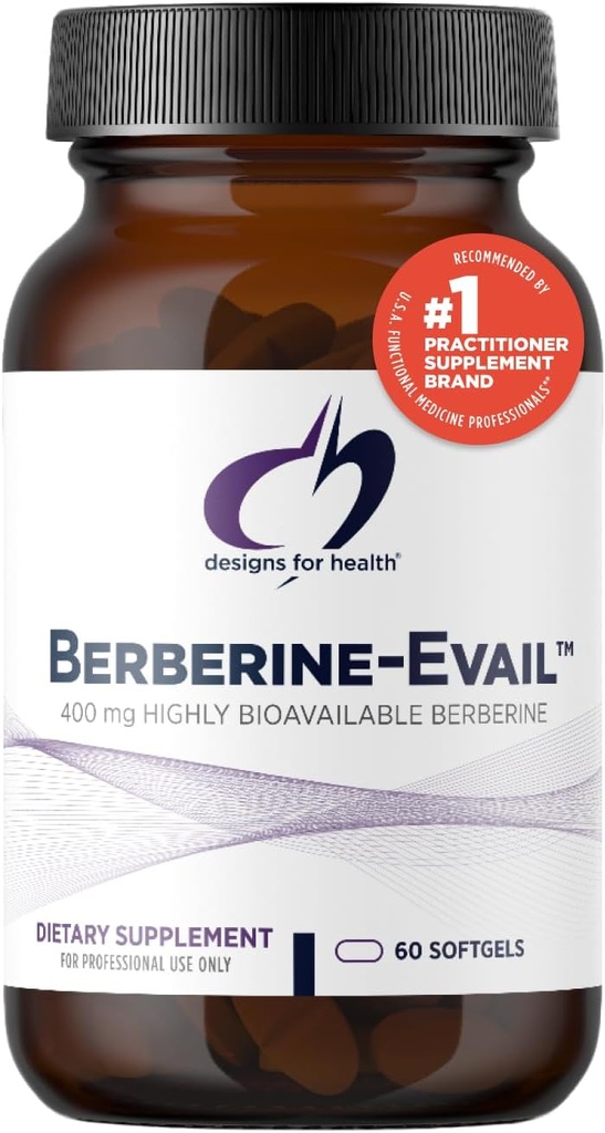 Designs for Health Berberine Evail - Enhanced Absorbtion Berberine Supplement for Metabolizmus & Healthy Lifestyle Support - Non-GMO (60 Servings)