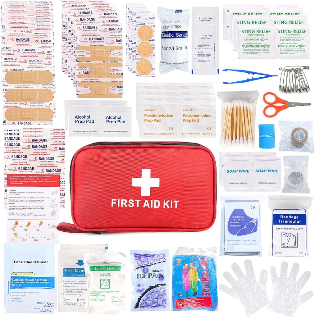 Prvá pomoc Kit 194 Piece Núdzové súpravy pre pešiu turistiku Kempovanie Trauma Kit pre čln vozidla Kompaktná pomoc Kit pre domáce auto Cestovanie Outdoor prežitie