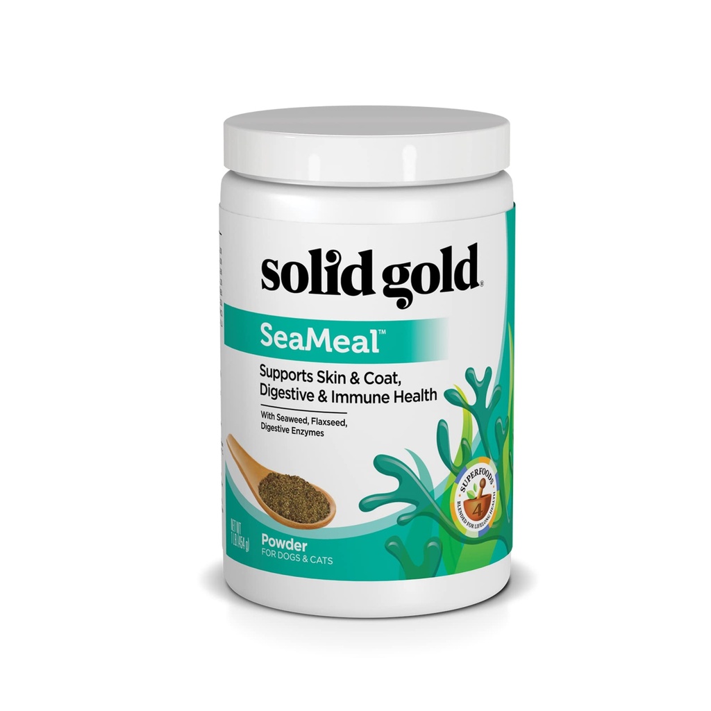 Tuhé zlato Mačka a pes Multivitamínový prášok - Kelp prášok, Omega 3 & Vitamíny pre Dentálne, Digestívne, Immune, Skin & Coat Health - Multivitamín pre psy a mačky - Cat & Pes Food Supplement - 1lb